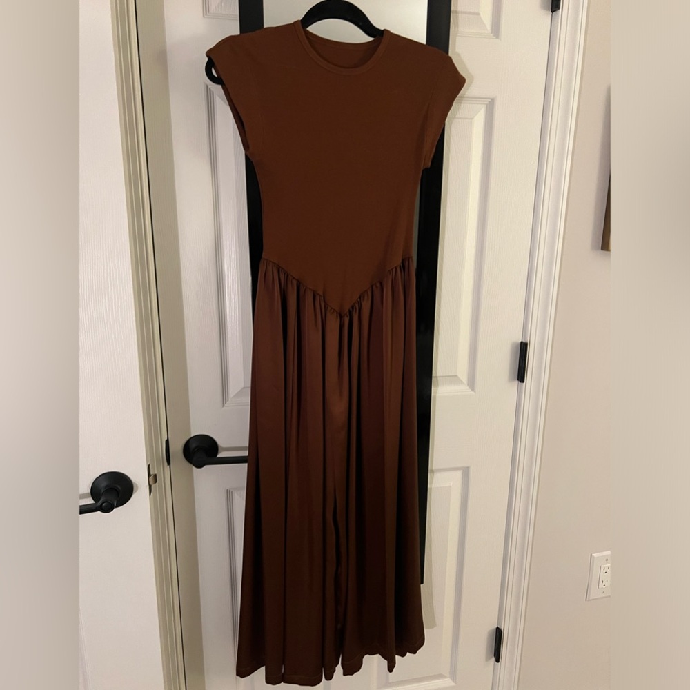 Ancosti Patchwork cap sleeve maxi dress
